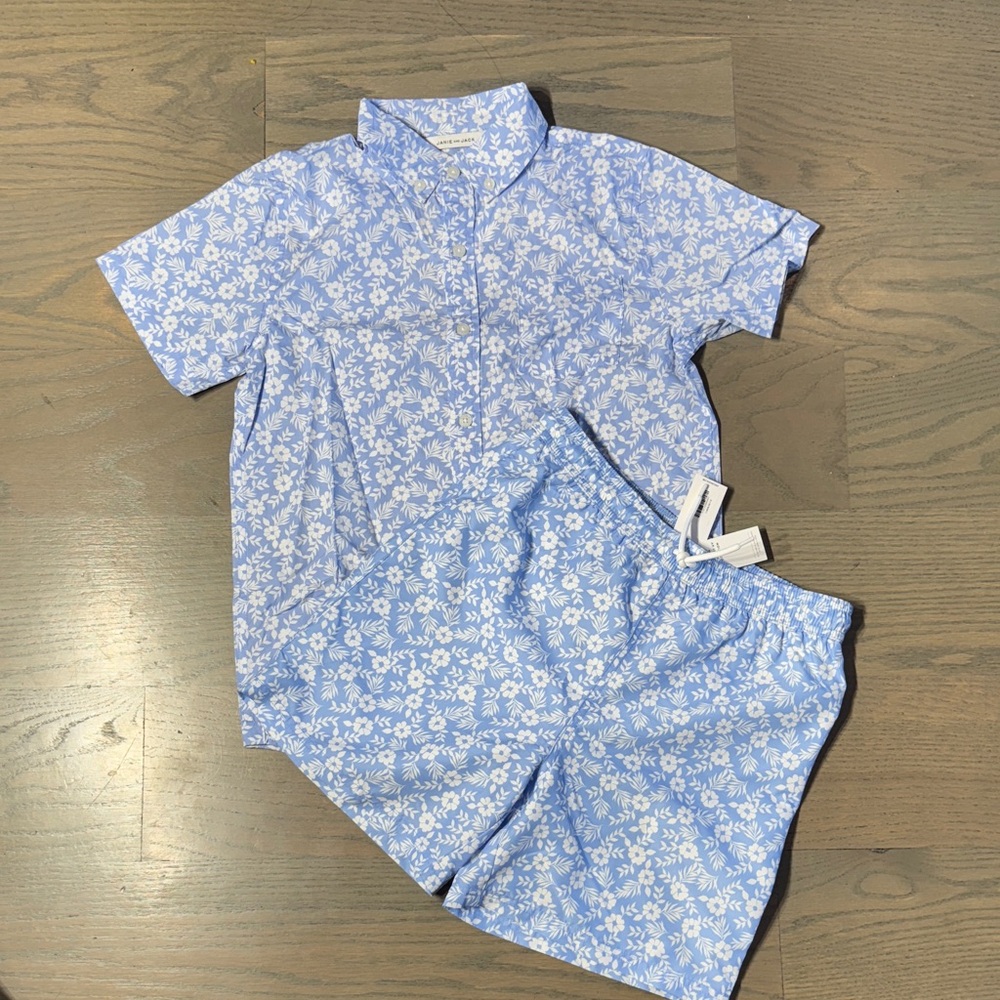 Janie and Jack Light Blue Floral Shirt